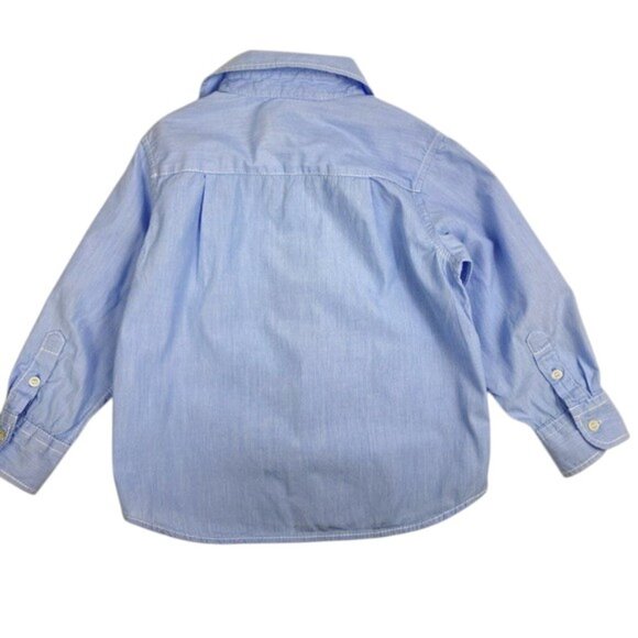 H&M L.O.G.G. Pinstripe Blue Long-Sleeve Button-Down Shirt size 3-4 Years - Picture 4 of 8